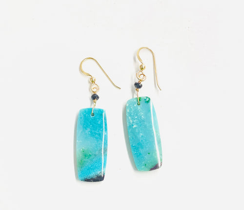 Earrings long with opal wood
