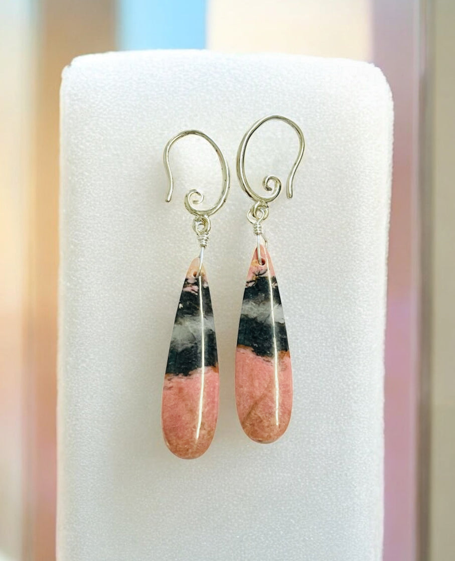 Earrings with Rhodonite