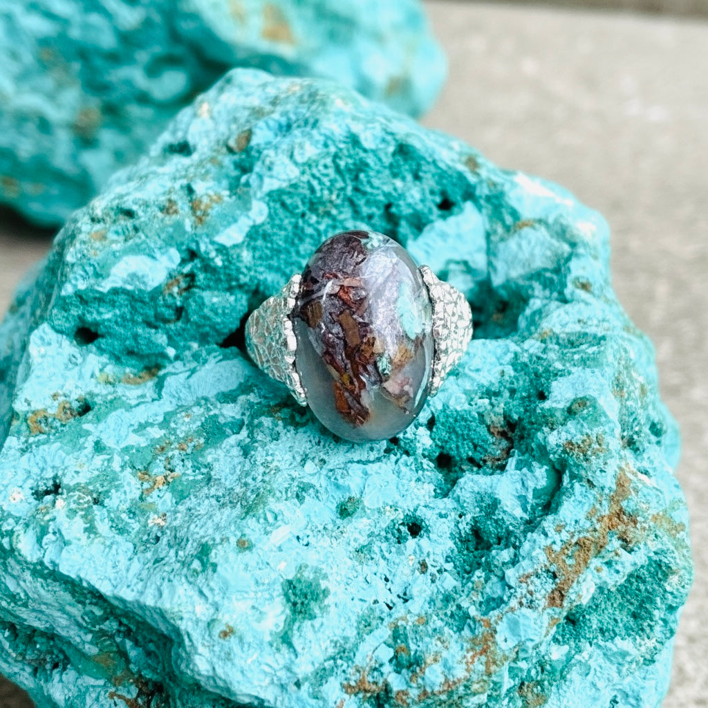 Ring with chrysocolla copper