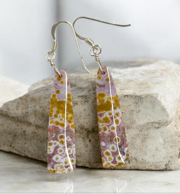 Earrings with long colorful ocean Jasper