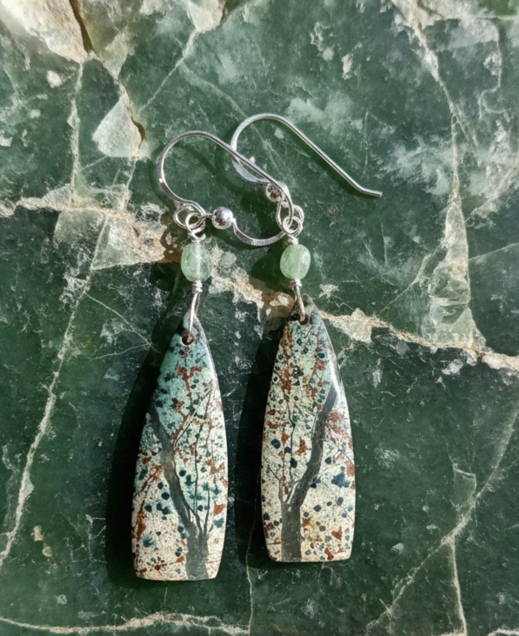 Earrings with ocean jasper