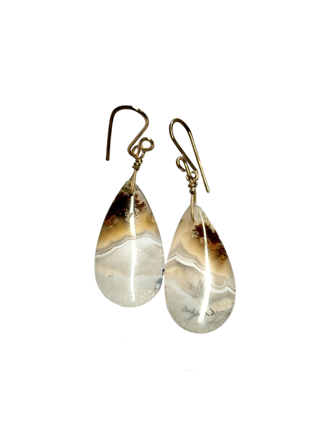 Earrings with moss agate round