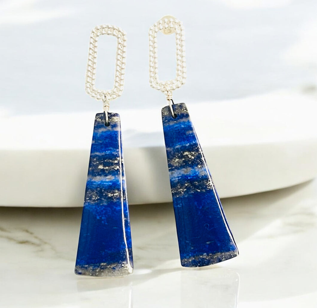 Earrings with long Lapis Lazuli