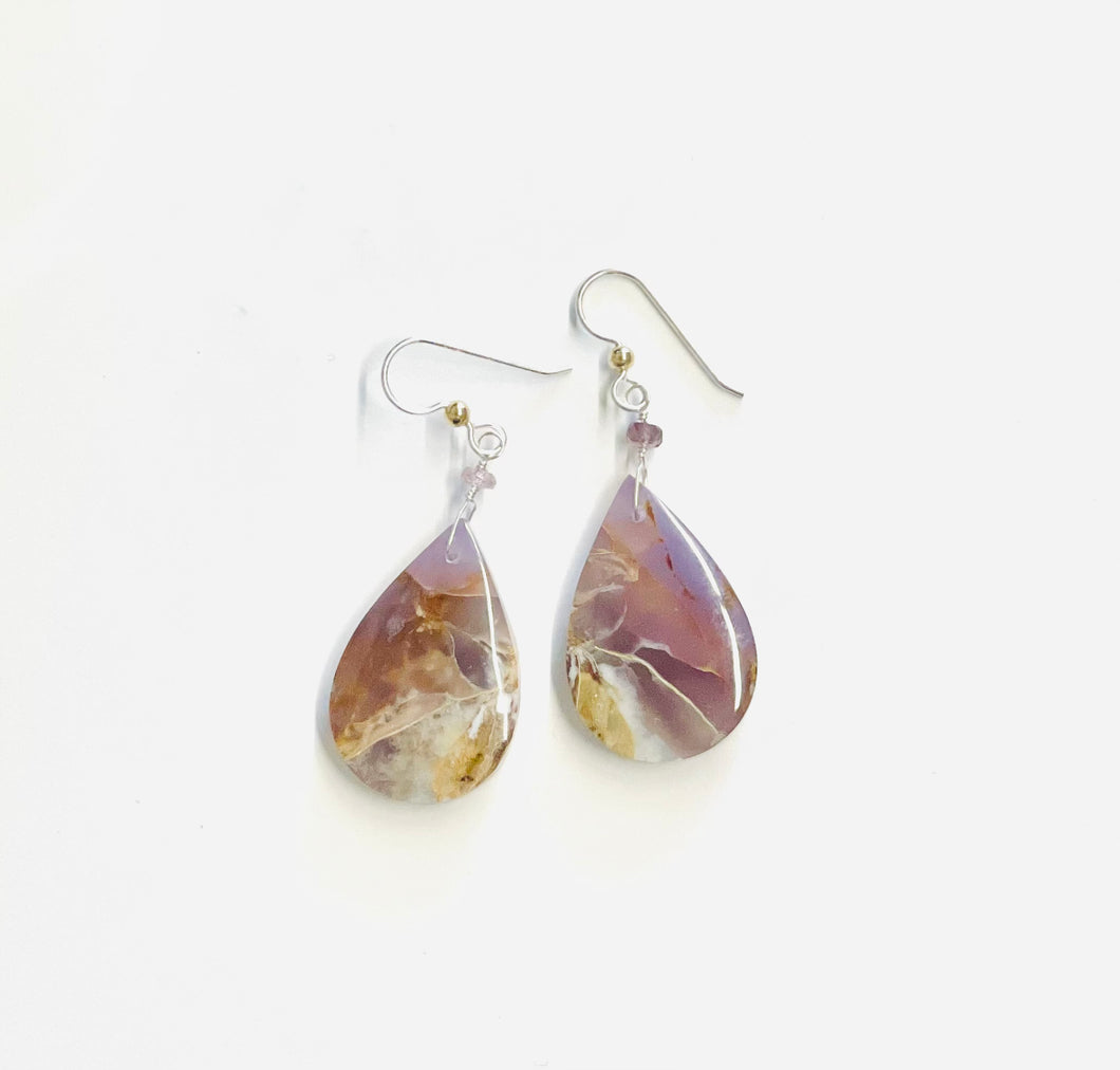Earrings with purple agate