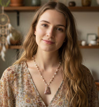 Necklace with pink druzy fossil