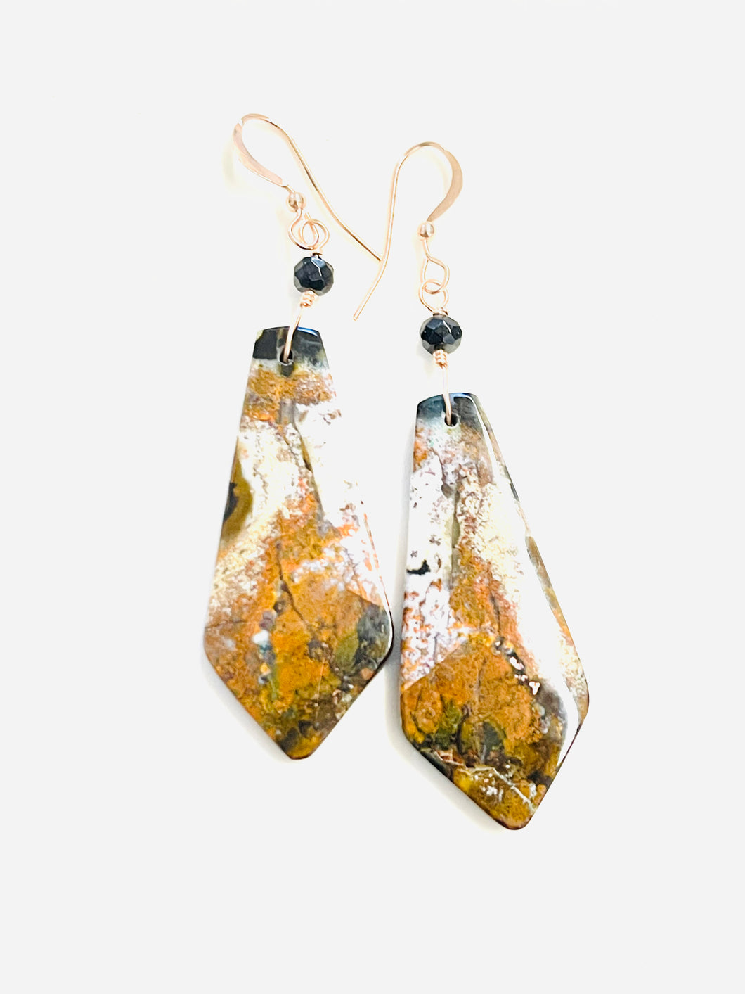 Earrings with long natural copper