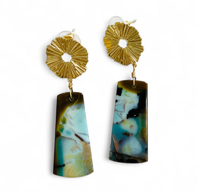 Earrings with petrified opals