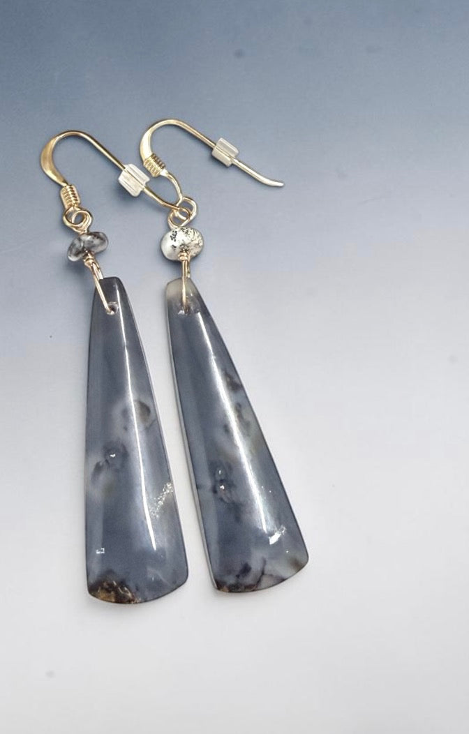Earrings with studs and Timor Agate