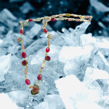 Necklace with multi tourmalines and pink sapphire