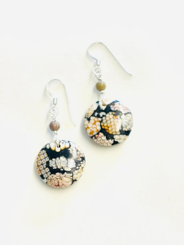 earrings with snake skin jasper