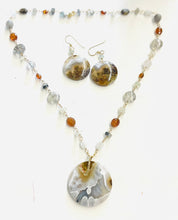 Necklace with multi color moss agate