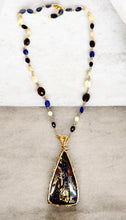 Necklace with bolder opal with Sapphire, opal and Andalusite