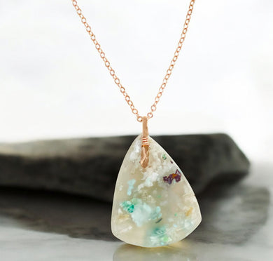 Pendant with quartz on chrysocolla copper