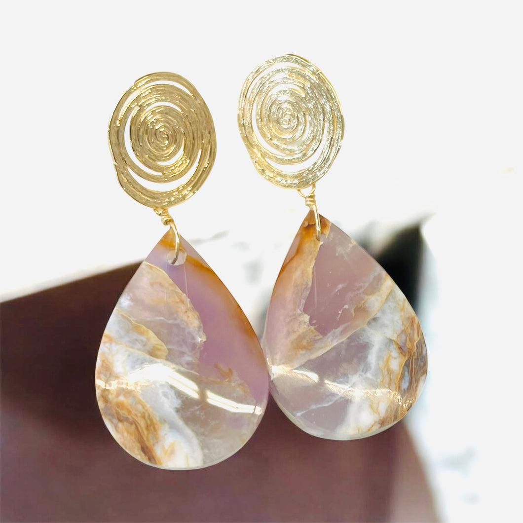 Earrings with purple Jasper