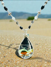 Necklace with natural opalized agatized wood