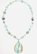 Necklace with opalized wood and various beads