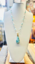 Necklace with Larimar and other precious gem stones