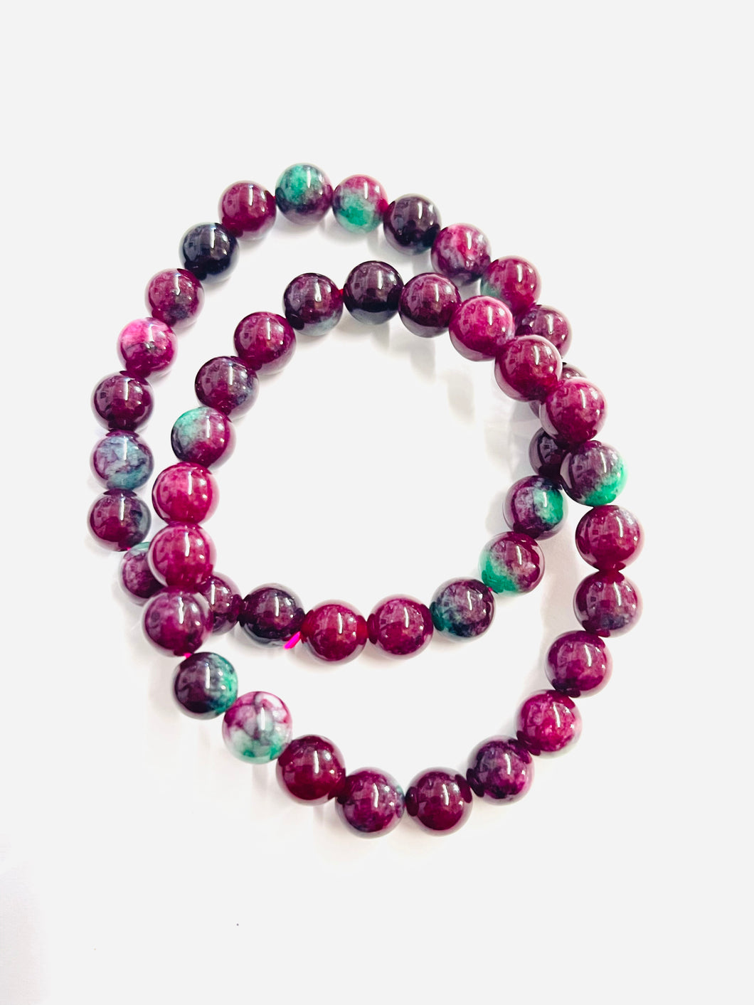 Bracelet with Ruby in zoisite 7mm beads