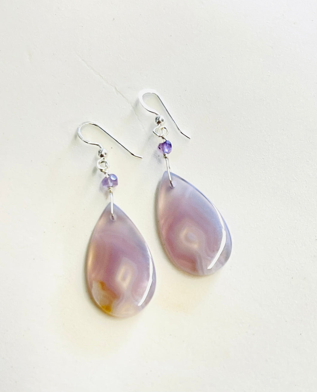 Earrings with blue Lace Agate