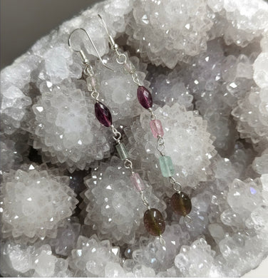 Earrings with various Tourmaline beads
