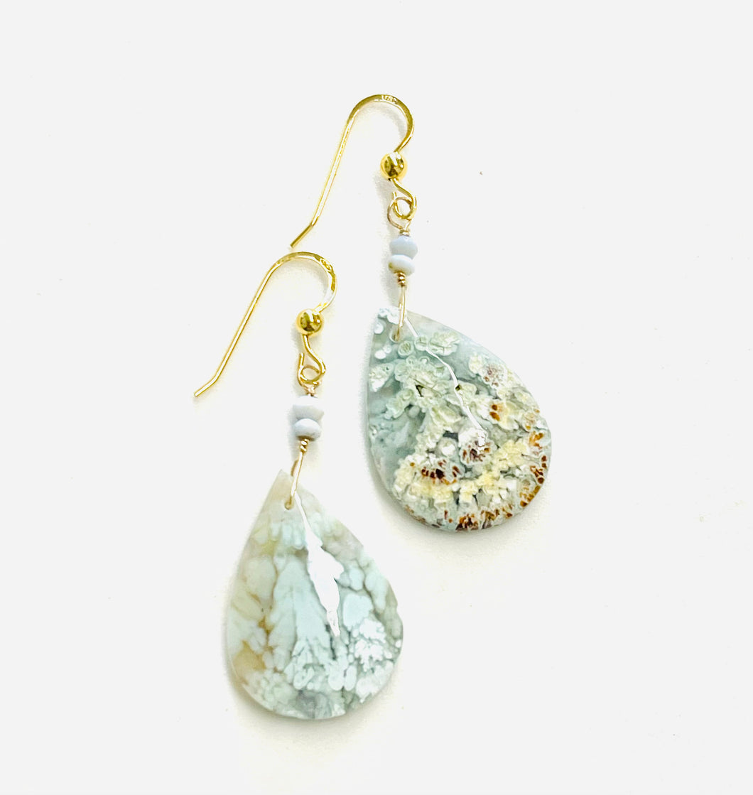 Earrings with rare moss agate like futher
