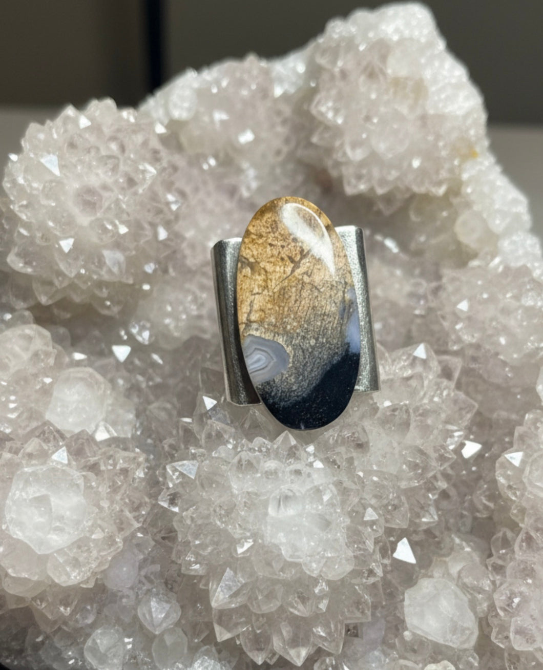 Ring with petrified palm root