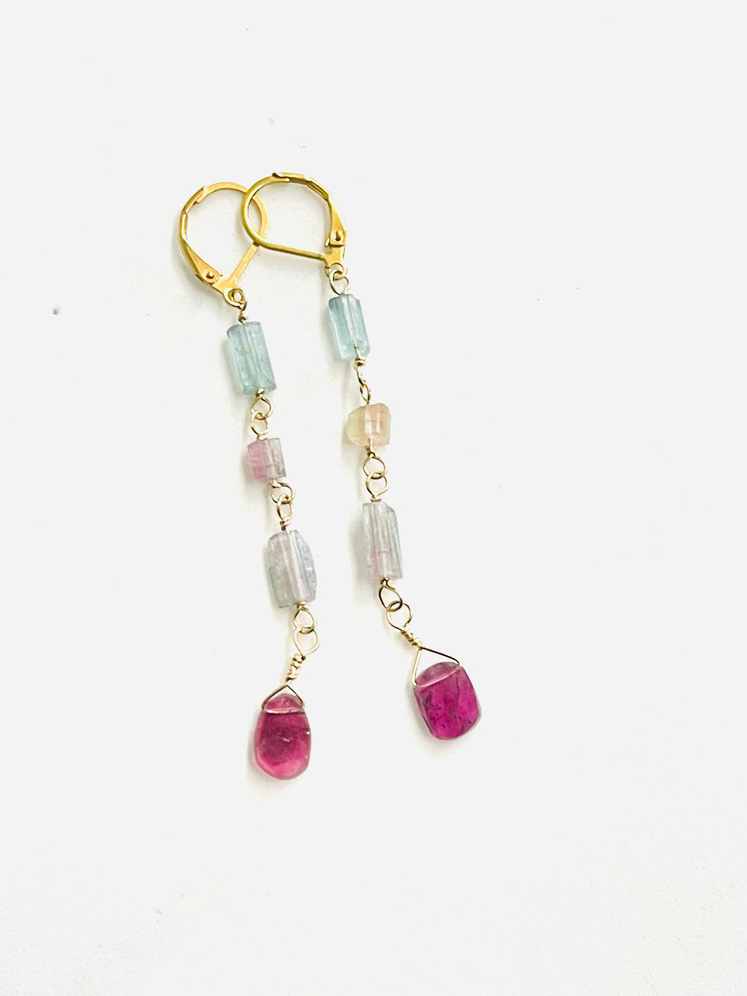 Earrings with various Tourmaline beads