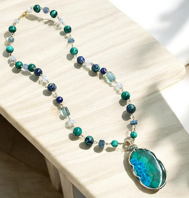 Necklace with Malachite and azurite