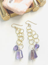 Earrings with chain and ametrine and amethyst
