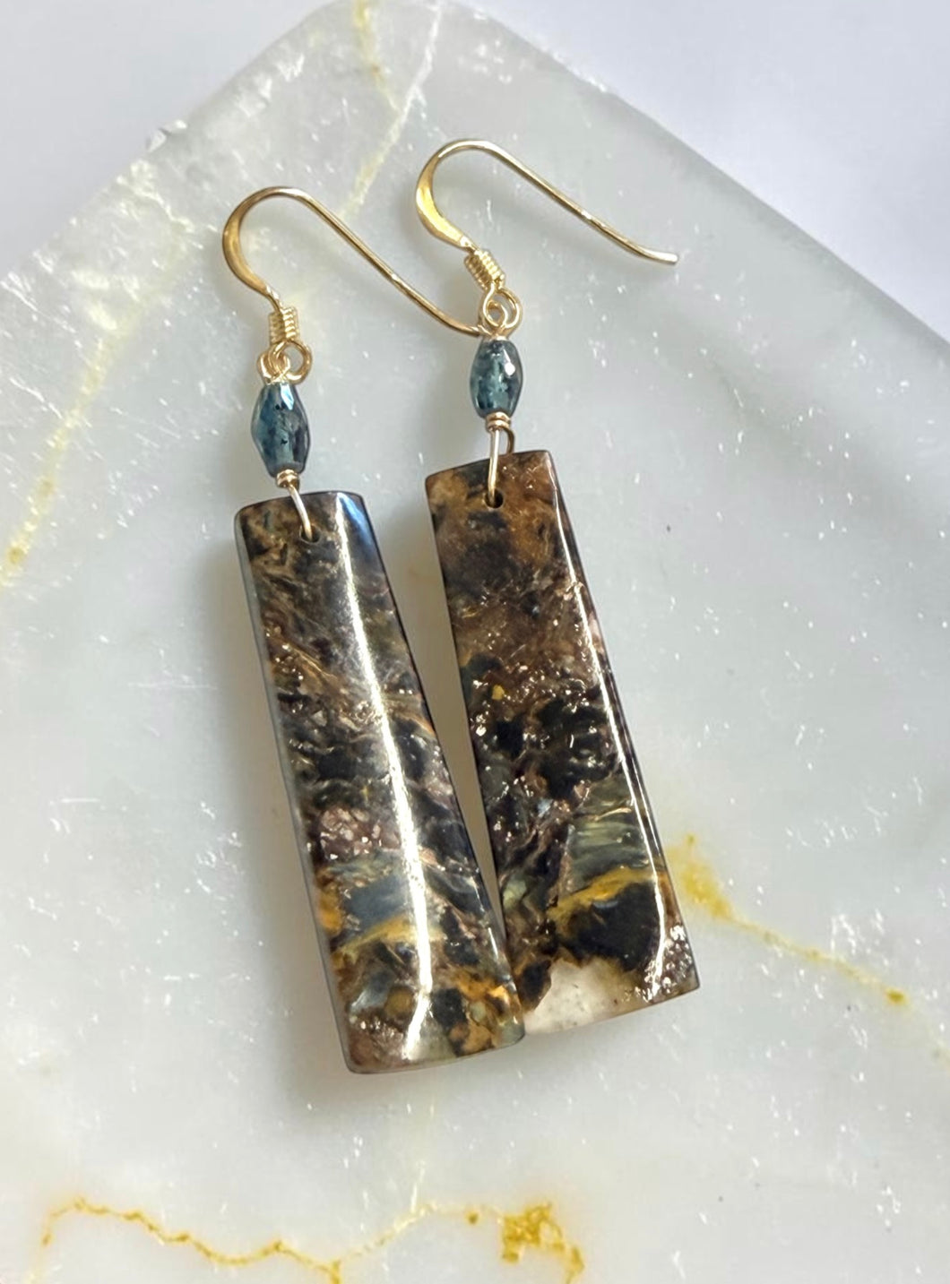 Earrings with pietersite
