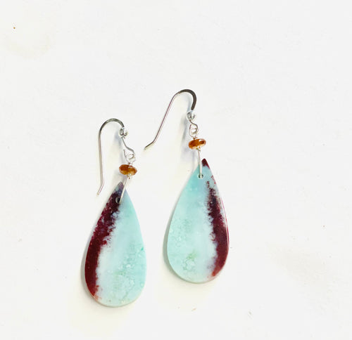 Earrings with Opalized wood