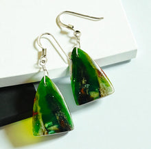 Earrings with petrified opalized wood