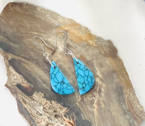 Earrings with blue sea sediment jasper
