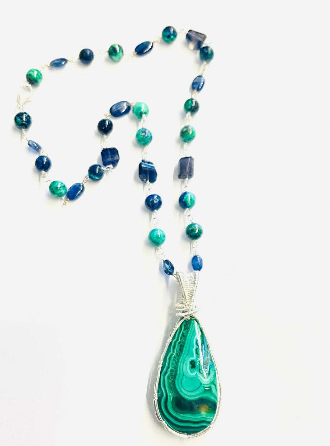 Necklace with Malachite and azurite