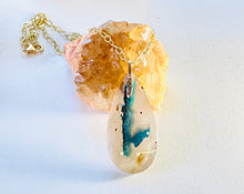 Pendant with chrysocolla blue on quartz