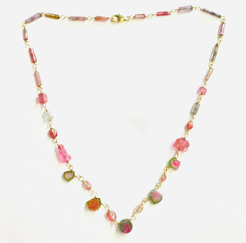 Necklace with Afghan watermelon Tourmaline