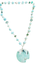 Necklace with blue opalized wood