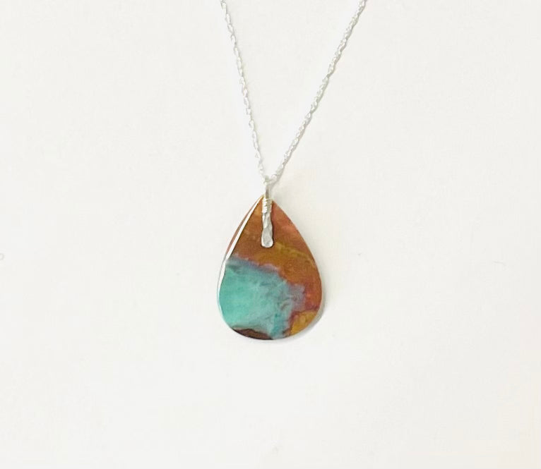Pendant  with multi color of opalized wood