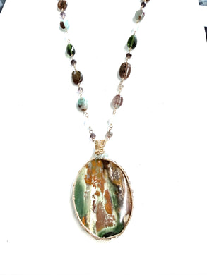 Necklace -The Ancient Grove – 98ct Petrified Agatized Opalized Wood with Copper
