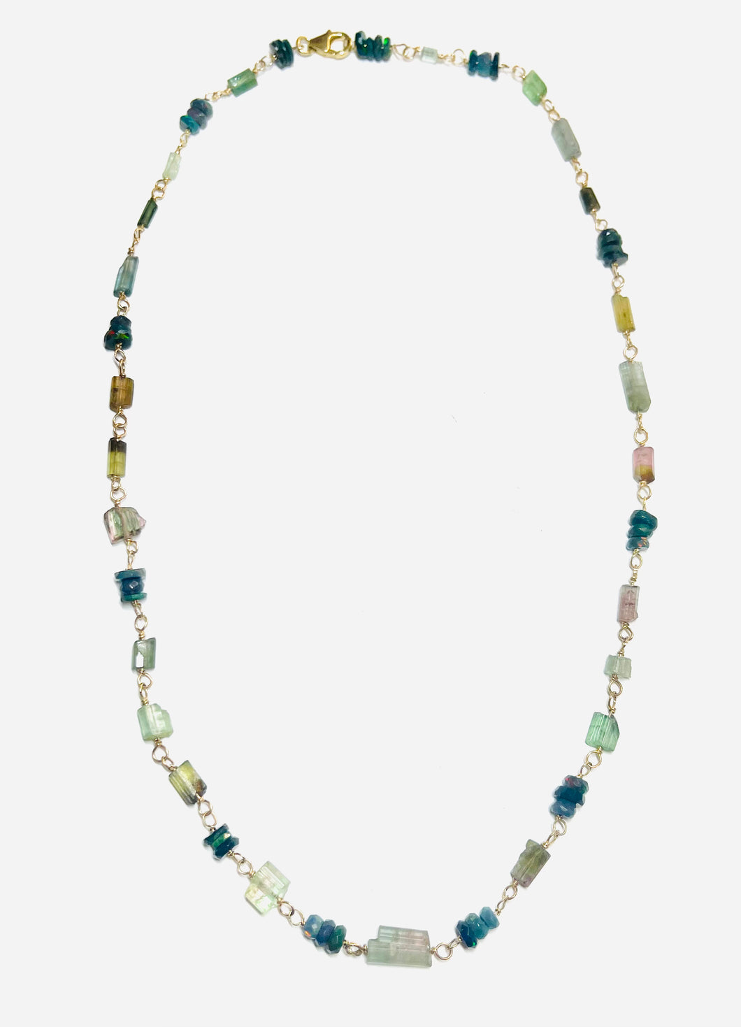 Necklace with various tourmaline beads