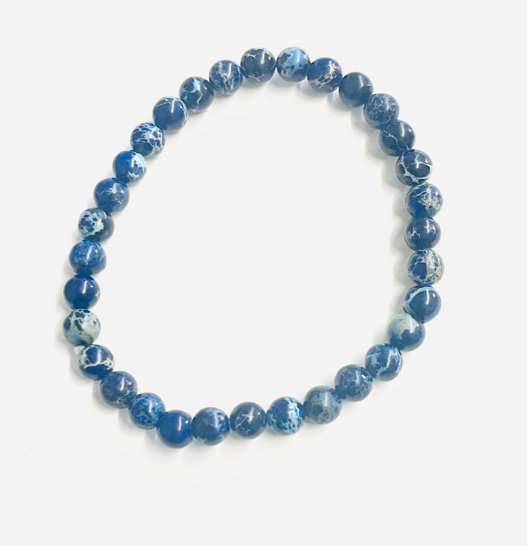Bracelet with dark blue sea sediment jasper
