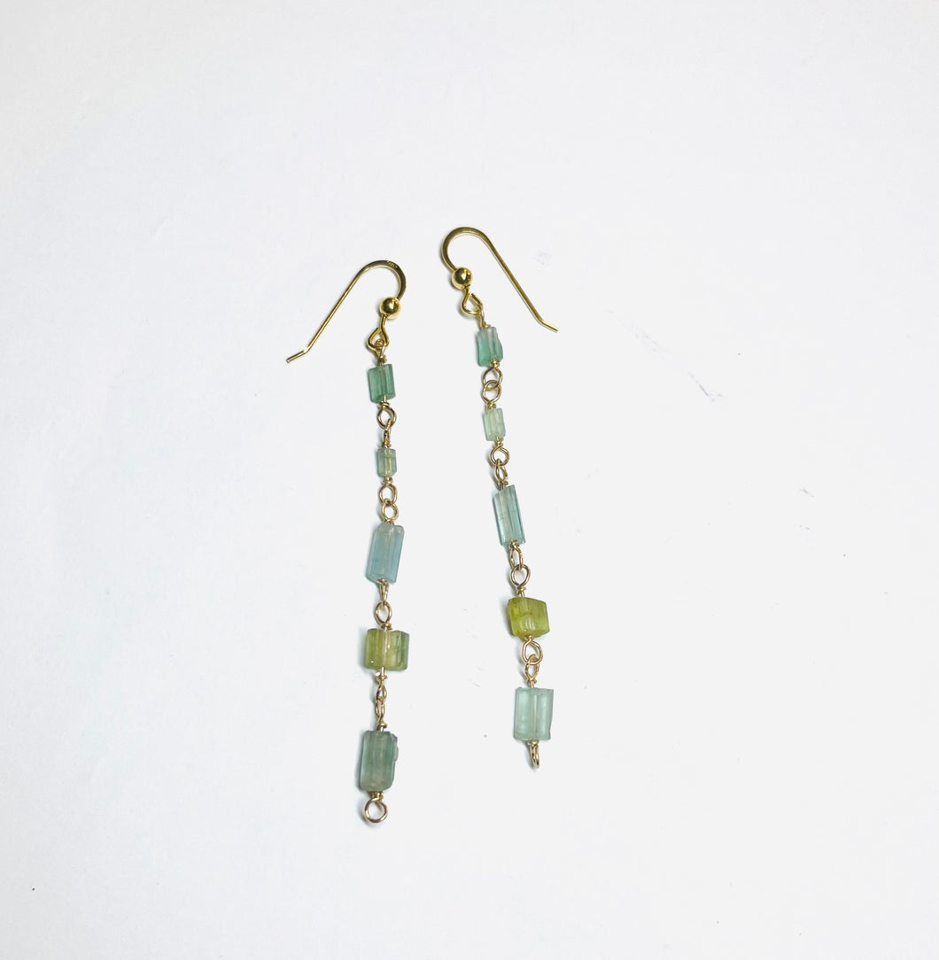 Earrings with various Tourmaline beads