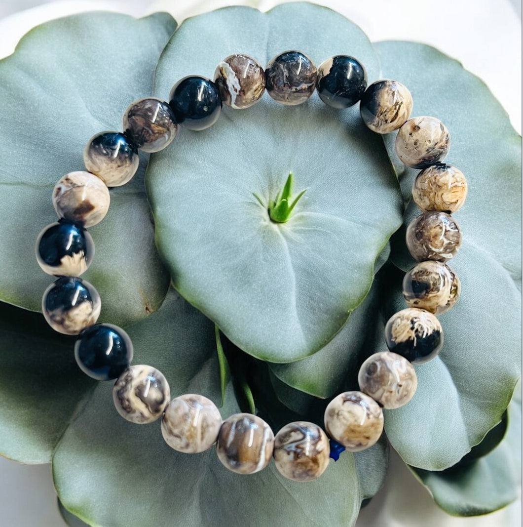 Bracelet with petrified palm root