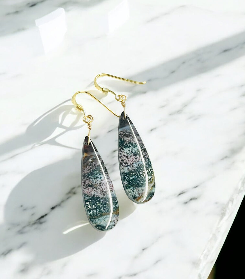 Earrings with ocean jasper