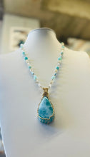 Necklace with Larimar and other precious gem stones