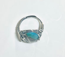 Ring with amazing opalized wood cabochon