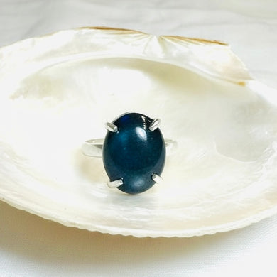 Ring with black Ethiopian opal