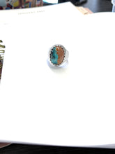 Ring with opalized petrified wood cabochon