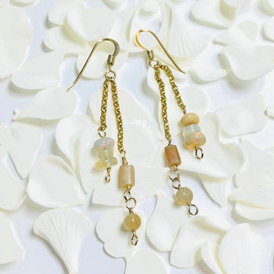 Stud earrings with Natural Ethopian opal