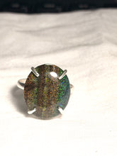 Ring with black kalimaya opal